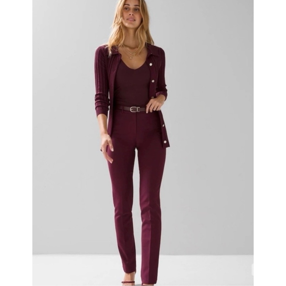 White House Black Market Elle Slim Trouser CS Port Burgundy 2R